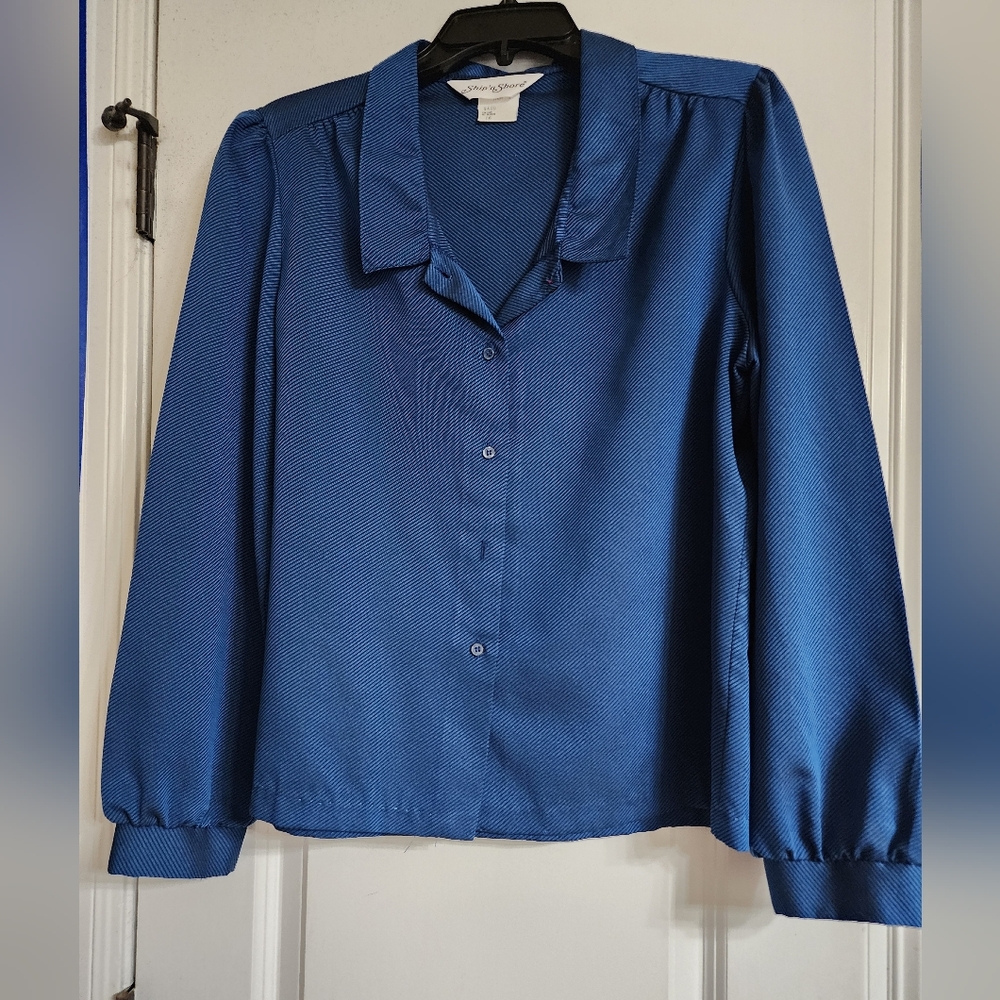 Ship N Shore Vintage Blue Button-Up Blouse